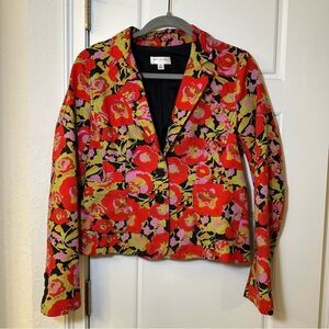 Medium Isaac Mizrahi Red and Black Floral Blazer